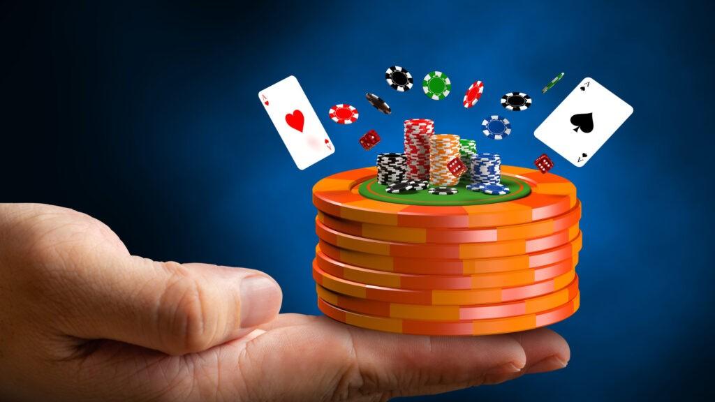 Casino,Chips,On,Hand,Illustration,Background.,3d,Illustration